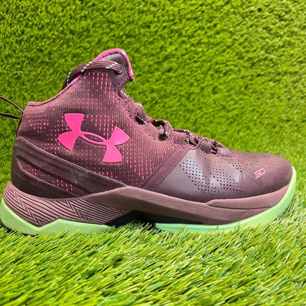 Under Armour Curry 2 Girls Size 5.5Y Maroon Pink Running Casual Shoes Sneakers